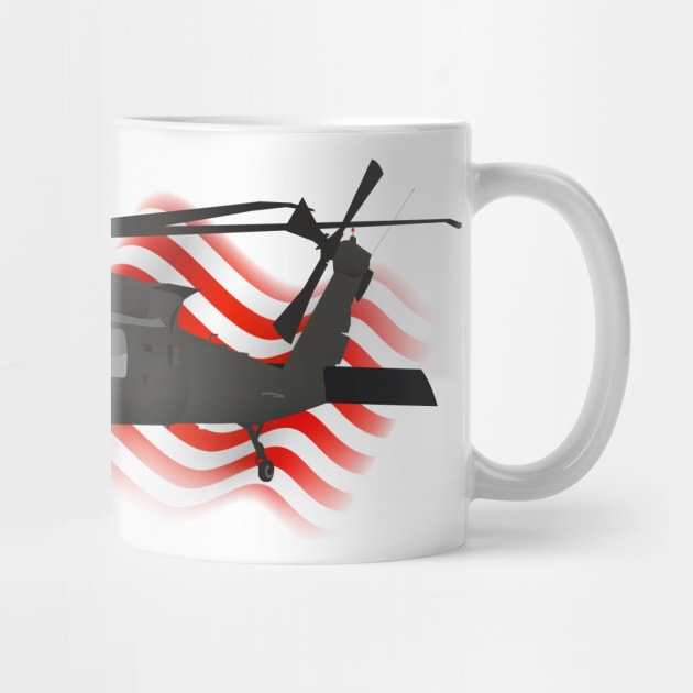 Patriotic Black Hawk UH-60 Military Helicopter by NorseTech